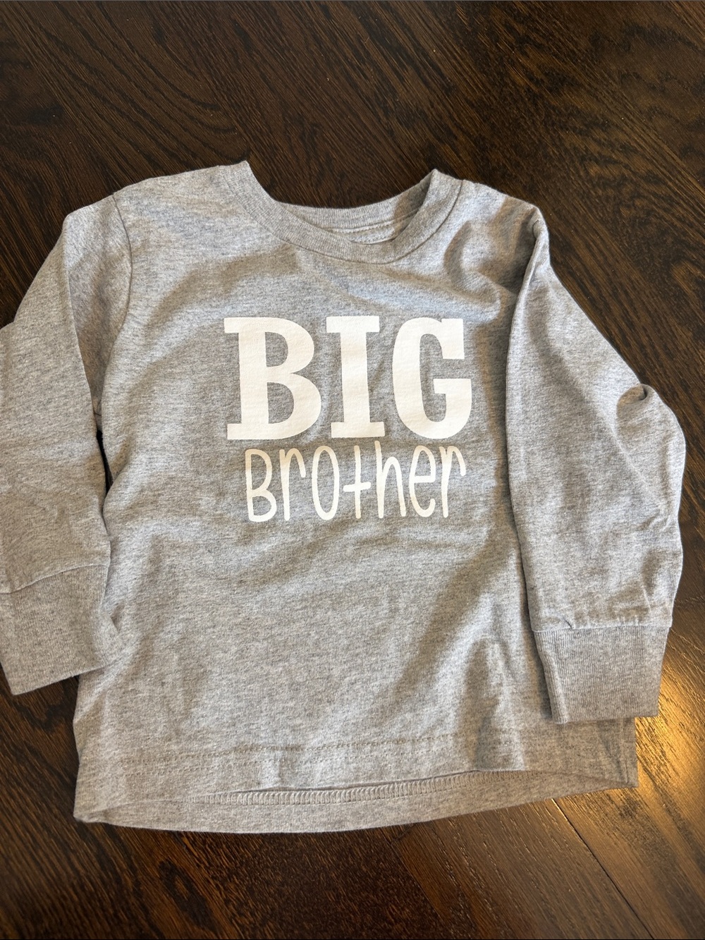 Rabbit skins custom 3t Kids Long-Sleeve 'Big Brother' Graphic Tee - Gray